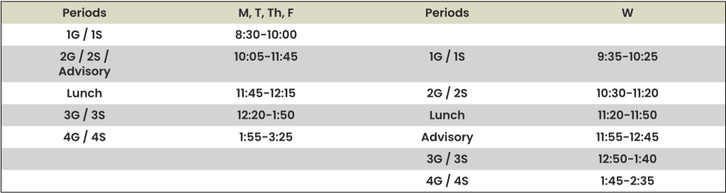 Bell Schedule
